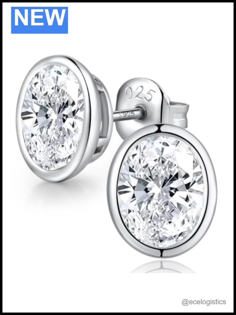 925 Sterling Silver CZ Stud Earrings Oval Marquise Cushion Trillion Cut